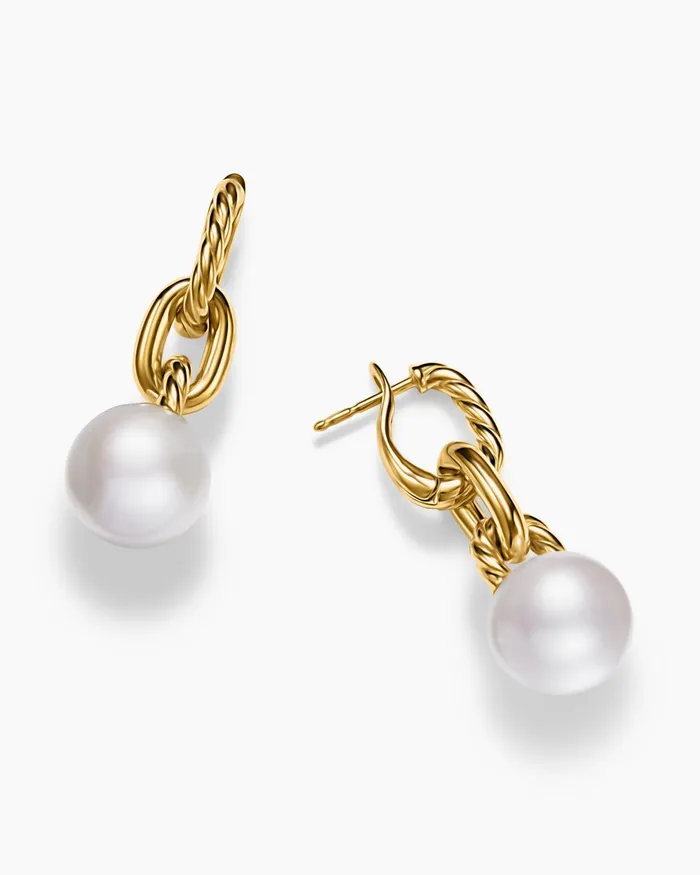 DY Madison Pearl Drop Earrings In 18K Yellow Gold 32mm Women David Yurman Drop DY Madison Pearl Drop Earrings In 18K Yellow Gold 32mm Women David Yurman Drop