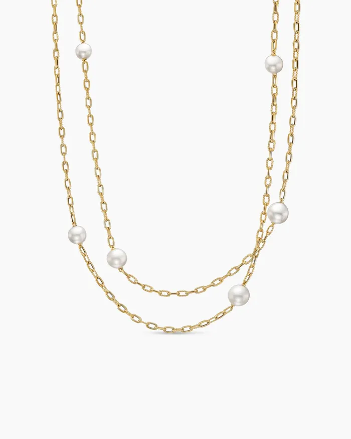 DY Madison Pearl Necklace In 18K Yellow Gold With Pearls 62mm Women David Yurman Chain DY Madison Pearl Necklace In 18K Yellow Gold With Pearls 62mm Women David Yurman Chain