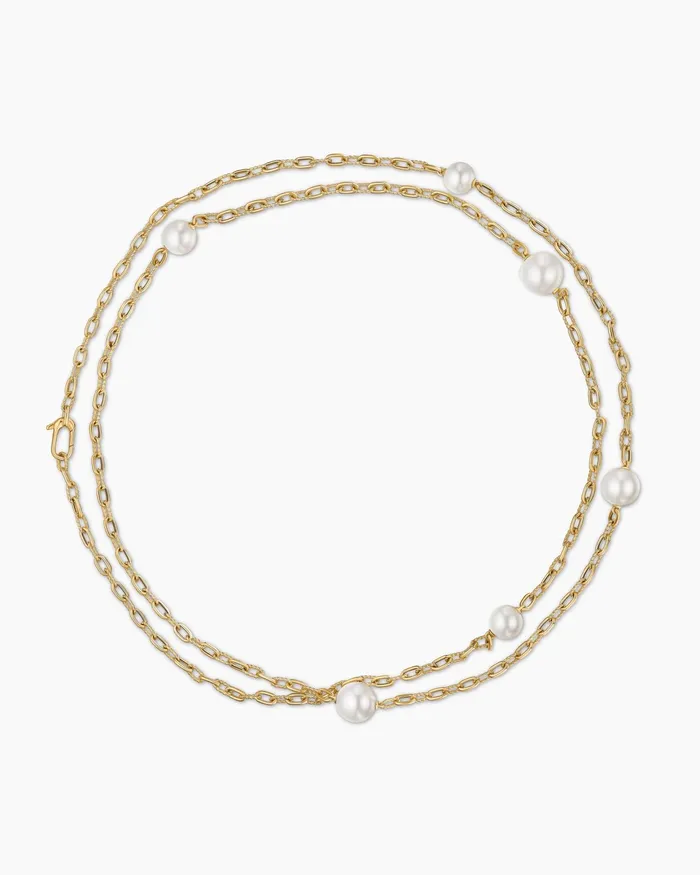 DY Madison Pearl Necklace In 18K Yellow Gold With Pearls 62mm Women David Yurman Chain DY Madison Pearl Necklace In 18K Yellow Gold With Pearls 62mm Women David Yurman Chain