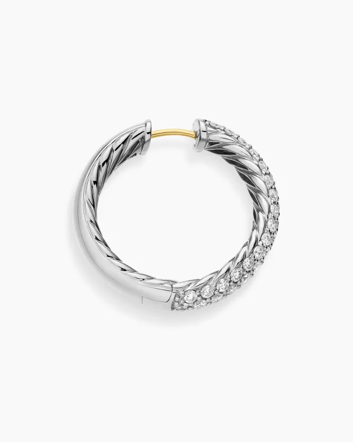 DY Mercer Hoop Earrings In Sterling Silver With Diamonds 254mm Women David Yurman Hoop