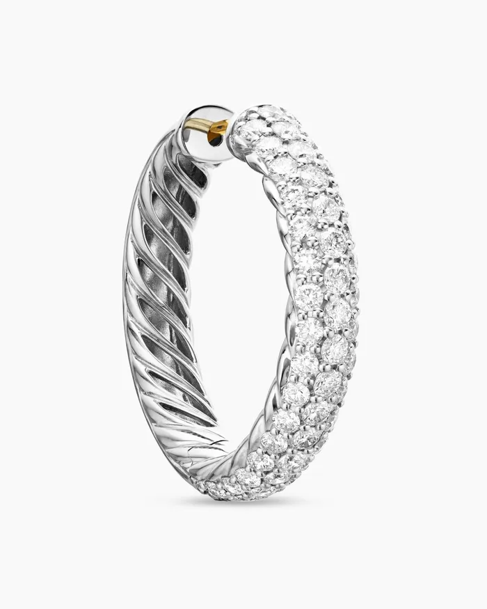 DY Mercer Hoop Earrings In Sterling Silver With Diamonds 254mm Women David Yurman Hoop