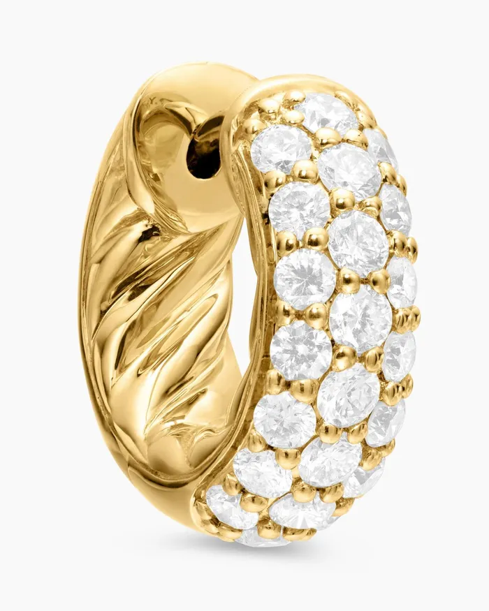 DY Mercer Micro Hoop Earrings In 18K Yellow Gold With Diamonds 135mm Women David Yurman Hoop DY Mercer Micro Hoop Earrings In 18K Yellow Gold With Diamonds 135mm Women David Yurman Hoop