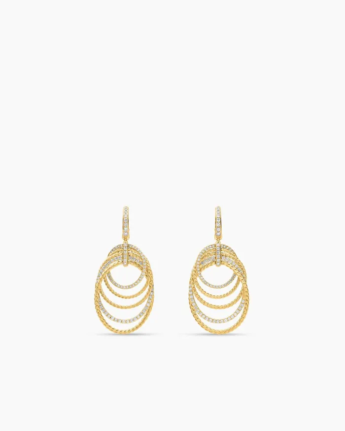 DY Origami Drop Earrings In 18K Yellow Gold With Diamonds 21mm Women David Yurman Drop
