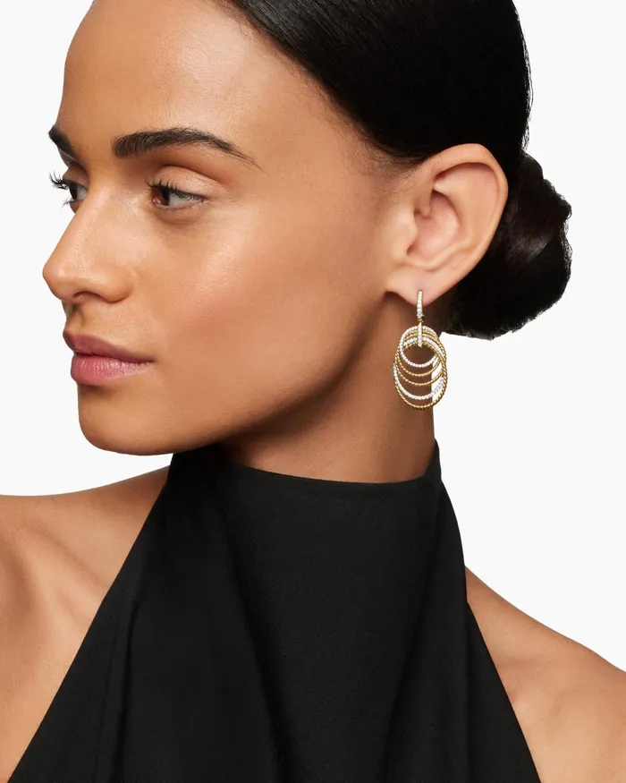 DY Origami Drop Earrings In 18K Yellow Gold With Diamonds 21mm Women David Yurman Drop DY Origami Drop Earrings In 18K Yellow Gold With Diamonds 21mm Women David Yurman Drop