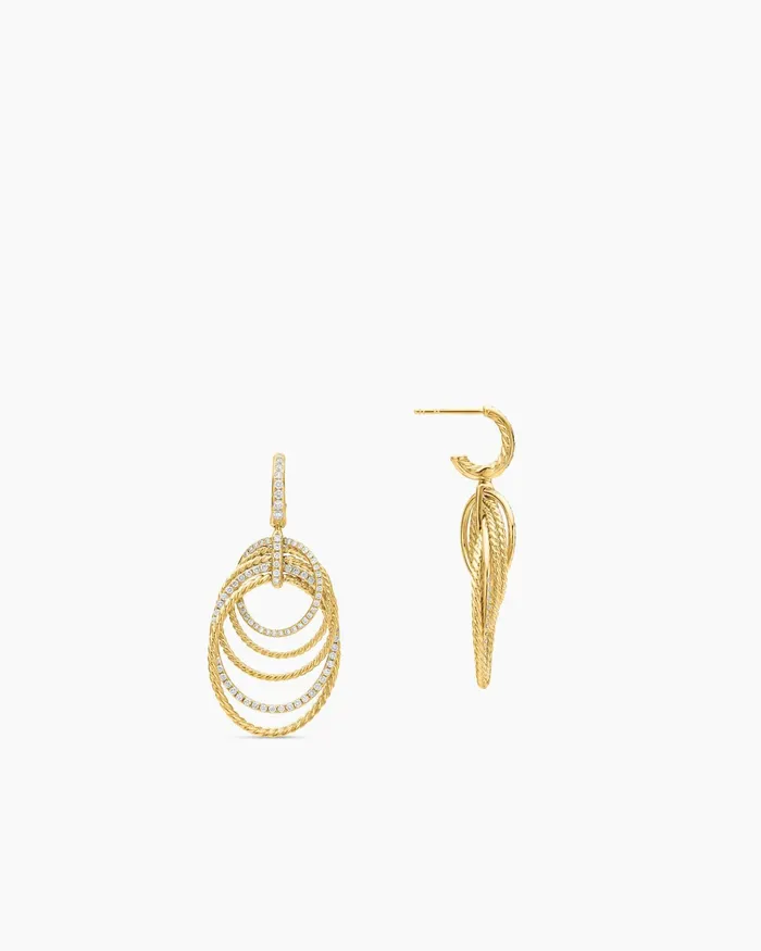 DY Origami Drop Earrings In 18K Yellow Gold With Diamonds 21mm Women David Yurman Drop DY Origami Drop Earrings In 18K Yellow Gold With Diamonds 21mm Women David Yurman Drop