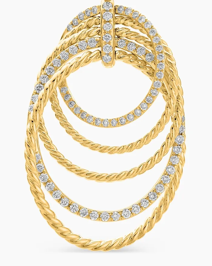 DY Origami Drop Earrings In 18K Yellow Gold With Diamonds 21mm Women David Yurman Drop DY Origami Drop Earrings In 18K Yellow Gold With Diamonds 21mm Women David Yurman Drop