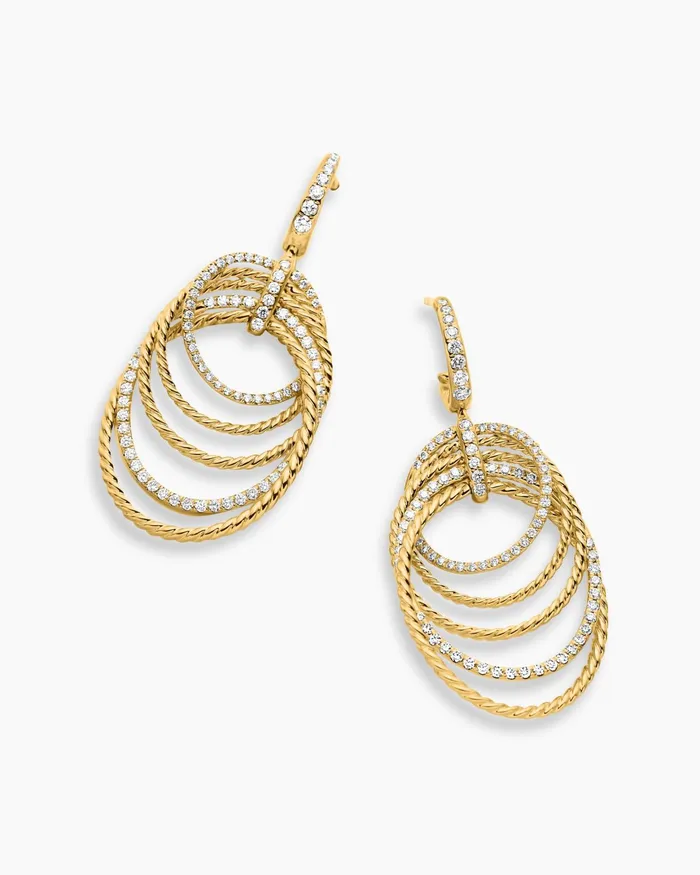 DY Origami Drop Earrings In 18K Yellow Gold With Diamonds 21mm Women David Yurman Drop DY Origami Drop Earrings In 18K Yellow Gold With Diamonds 21mm Women David Yurman Drop