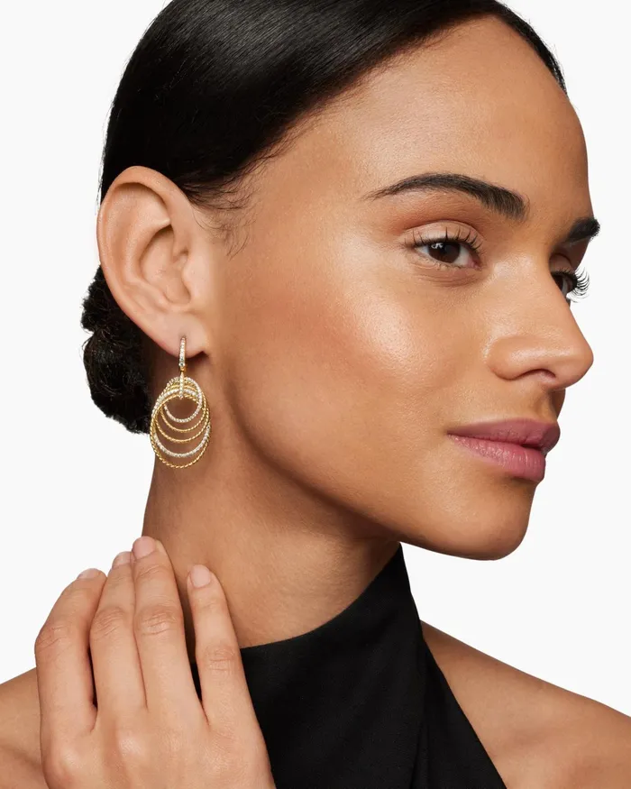 DY Origami Drop Earrings In 18K Yellow Gold With Diamonds 21mm Women David Yurman Drop DY Origami Drop Earrings In 18K Yellow Gold With Diamonds 21mm Women David Yurman Drop