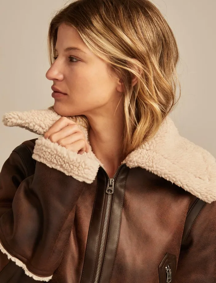 Faux Shearling Jacket Dark Brown Women Lucky Brand Jackets and Outerwear