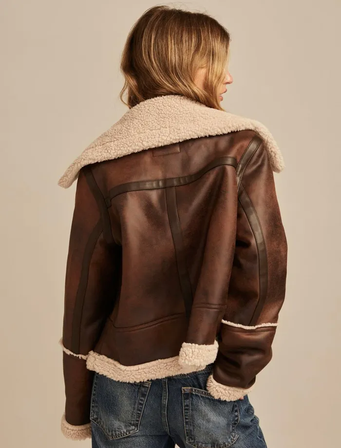 Faux Shearling Jacket Dark Brown Women Lucky Brand Jackets and Outerwear