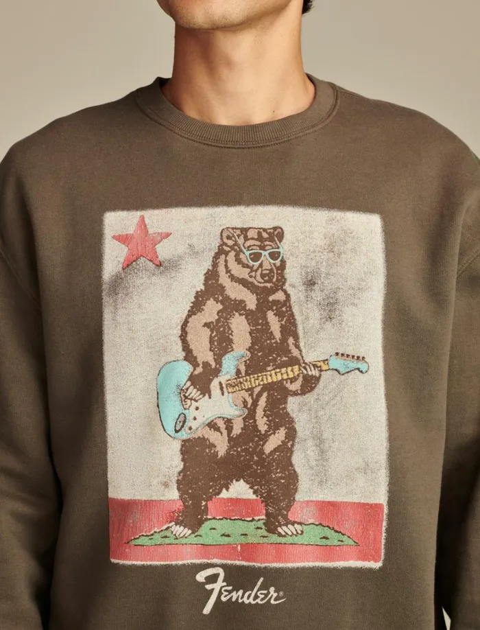 Fender Bear Raven Men Lucky Brand Graphic Tees