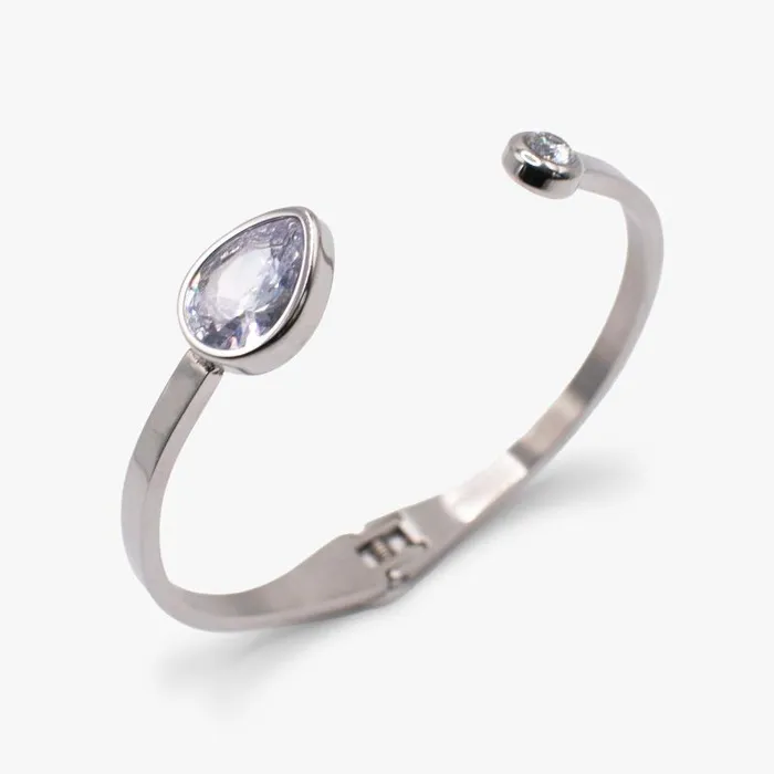 Fine Jewelry Women Alex And Ani Crystal Hinge Cuff Bracelet Stainless Steel Silver