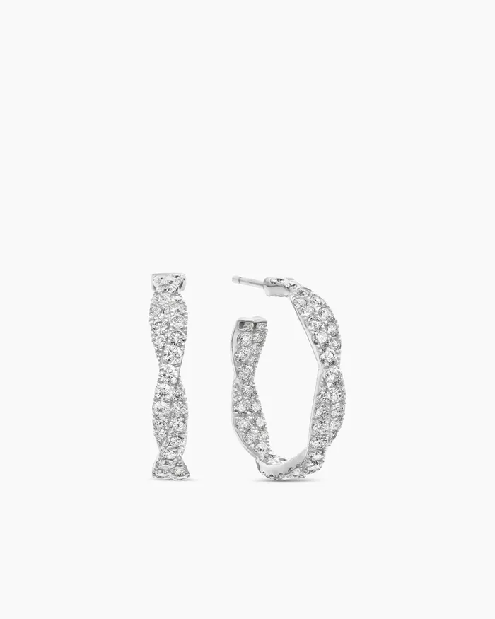 Floating Diamonds Invisible Set Hoop Earrings In White Gold Women David Yurman Hoop Floating Diamonds Invisible Set Hoop Earrings In White Gold Women David Yurman Hoop