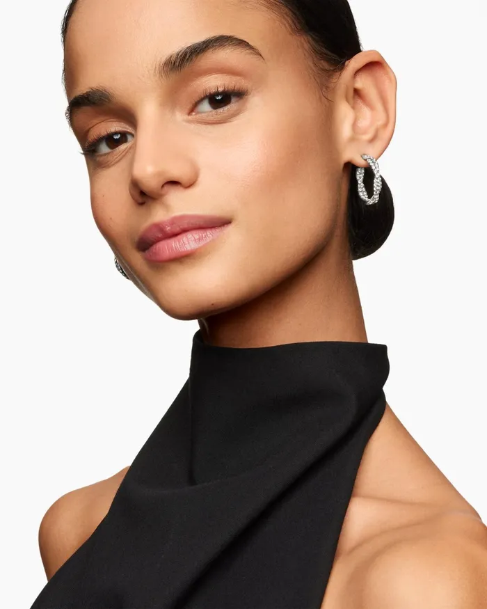 Floating Diamonds Invisible Set Hoop Earrings In White Gold Women David Yurman Hoop Floating Diamonds Invisible Set Hoop Earrings In White Gold Women David Yurman Hoop
