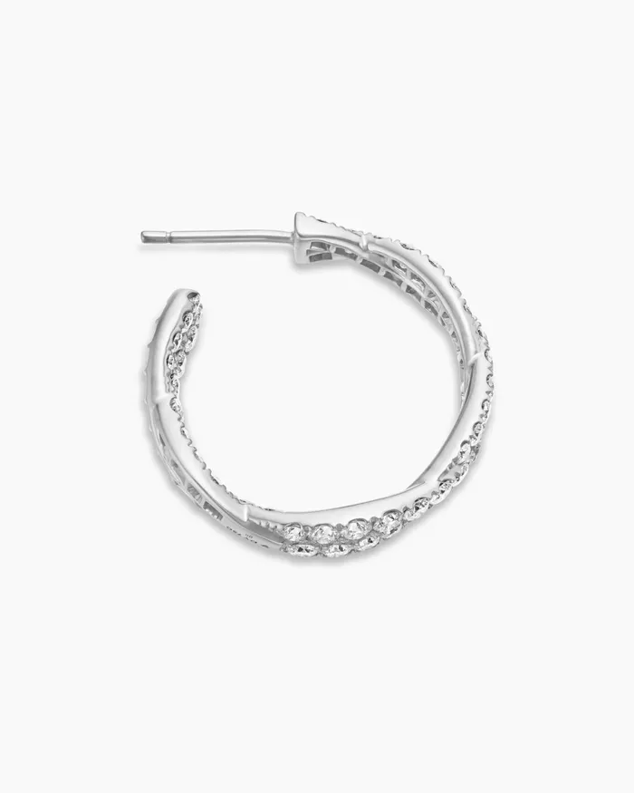 Floating Diamonds Invisible Set Hoop Earrings In White Gold Women David Yurman Hoop Floating Diamonds Invisible Set Hoop Earrings In White Gold Women David Yurman Hoop
