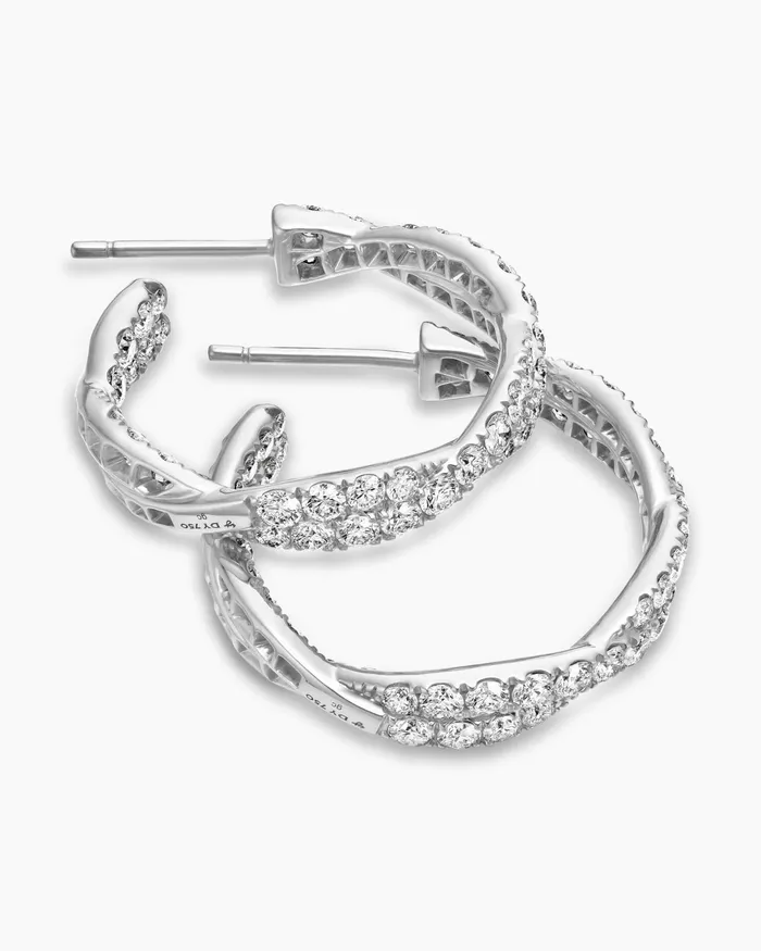 Floating Diamonds Invisible Set Hoop Earrings In White Gold Women David Yurman Hoop Floating Diamonds Invisible Set Hoop Earrings In White Gold Women David Yurman Hoop