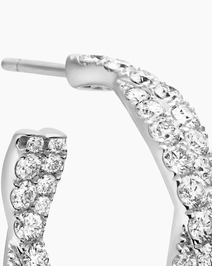 Floating Diamonds Invisible Set Hoop Earrings In White Gold Women David Yurman Hoop Floating Diamonds Invisible Set Hoop Earrings In White Gold Women David Yurman Hoop