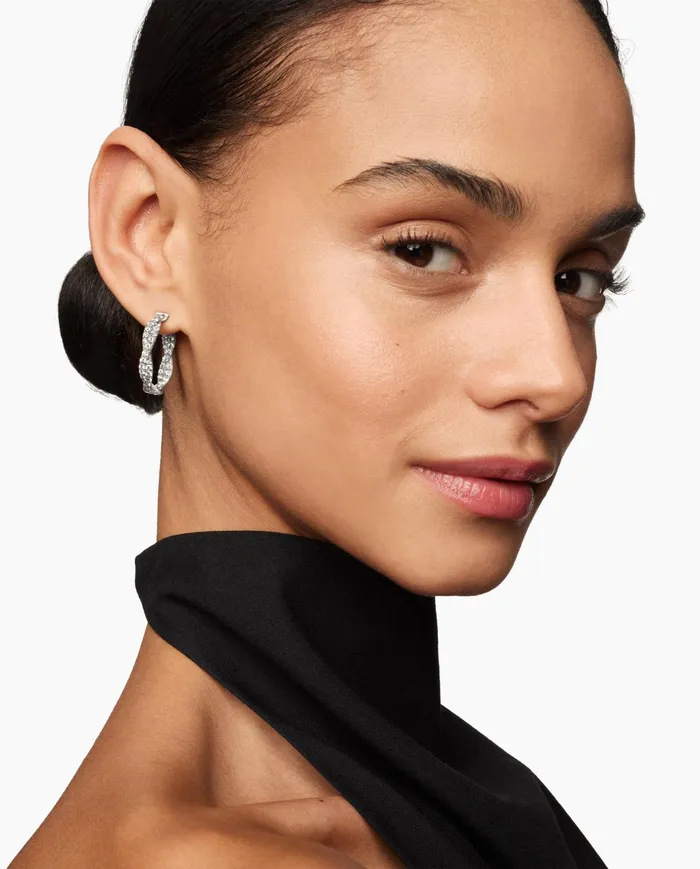 Floating Diamonds Invisible Set Hoop Earrings In White Gold Women David Yurman Hoop Floating Diamonds Invisible Set Hoop Earrings In White Gold Women David Yurman Hoop