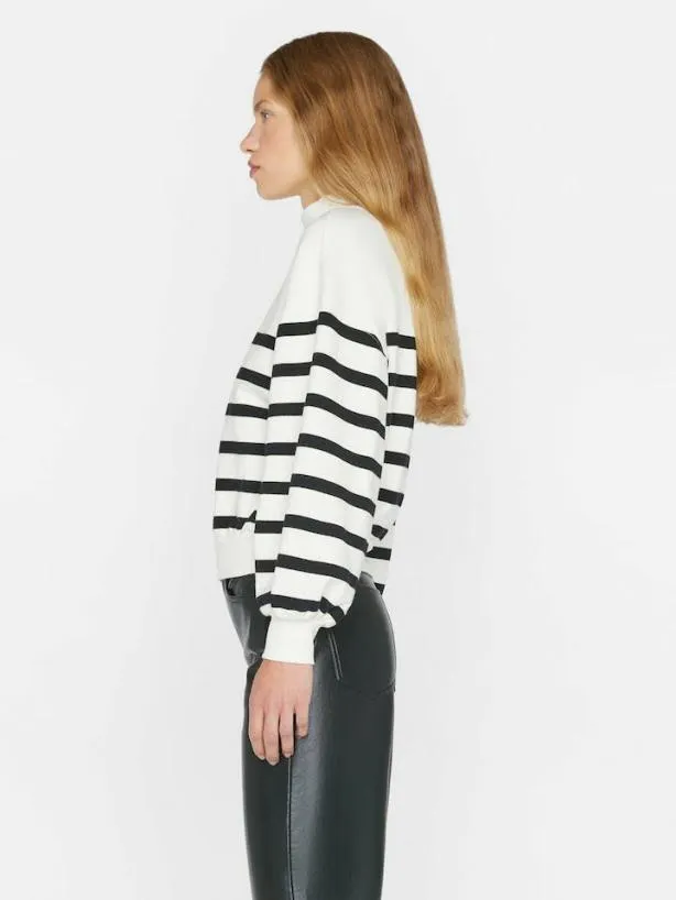 Frame Balloon Sleeve Mockneck Sweatshirt In Off White Multi Off White Multi Women Sweaters Frame Balloon Sleeve Mockneck Sweatshirt In Off White Multi Off White Multi Women Sweaters