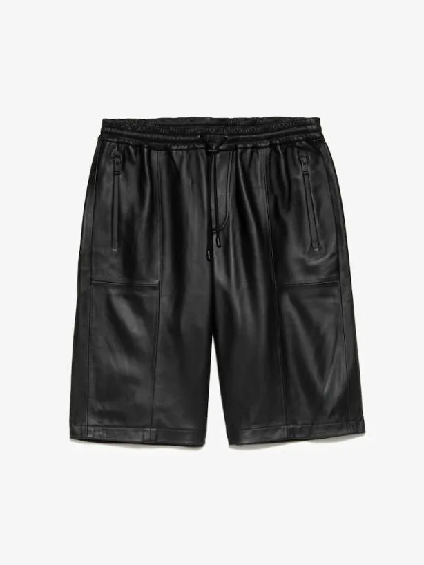 Frame Bonded Leather Short In Noir Noir Men Pants and Shorts