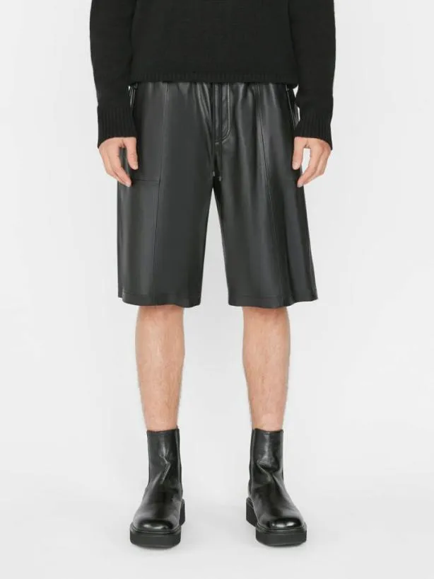 Frame Bonded Leather Short In Noir Noir Men Pants and Shorts Frame Bonded Leather Short In Noir Noir Men Pants and Shorts