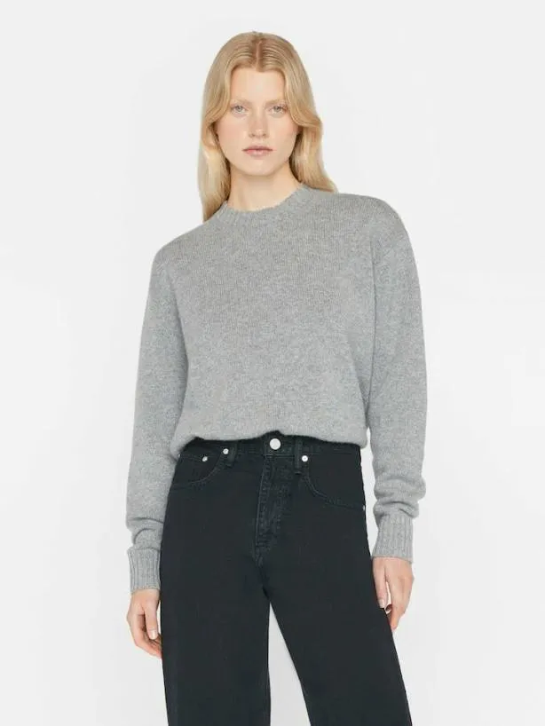 Frame Boyfriend Cashmere Crew In Gris Heather Gris Heather Women Sweaters