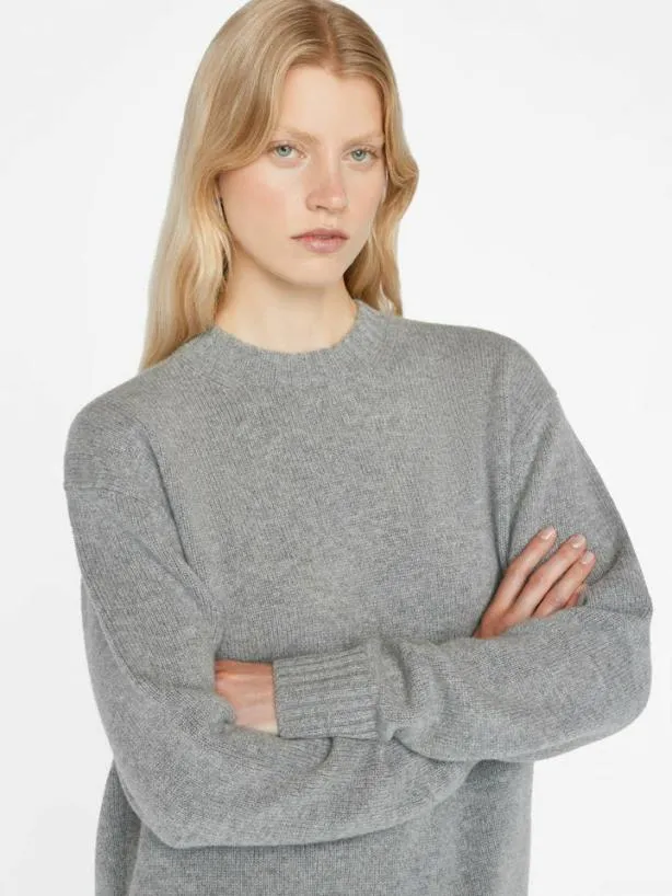 Frame Boyfriend Cashmere Crew In Gris Heather Gris Heather Women Sweaters Frame Boyfriend Cashmere Crew In Gris Heather Gris Heather Women Sweaters