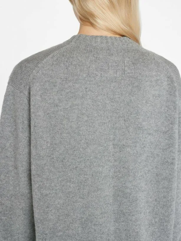 Frame Boyfriend Cashmere Crew In Gris Heather Gris Heather Women Sweaters Frame Boyfriend Cashmere Crew In Gris Heather Gris Heather Women Sweaters