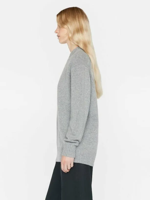 Frame Boyfriend Cashmere Crew In Gris Heather Gris Heather Women Sweaters Frame Boyfriend Cashmere Crew In Gris Heather Gris Heather Women Sweaters