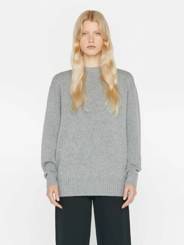 Frame Boyfriend Cashmere Crew In Gris Heather Gris Heather Women Sweaters Frame Boyfriend Cashmere Crew In Gris Heather Gris Heather Women Sweaters