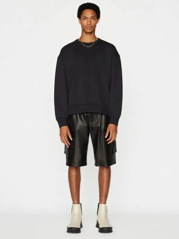 Frame Cargo Leather Short In Noir Noir Men Pants and Shorts