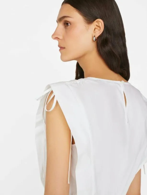 Frame Cinched Shoulder Midi Dress In Blanc Blanc Women Dresses and Jumpsuits