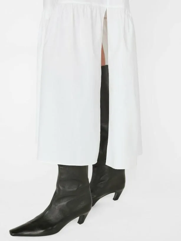 Frame Cinched Shoulder Midi Dress In Blanc Blanc Women Dresses and Jumpsuits