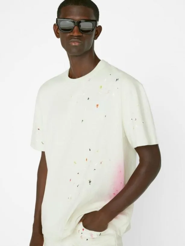 Frame Color Spray Active Tee In Ecru Ecru Men Tees Frame Color Spray Active Tee In Ecru Ecru Men Tees