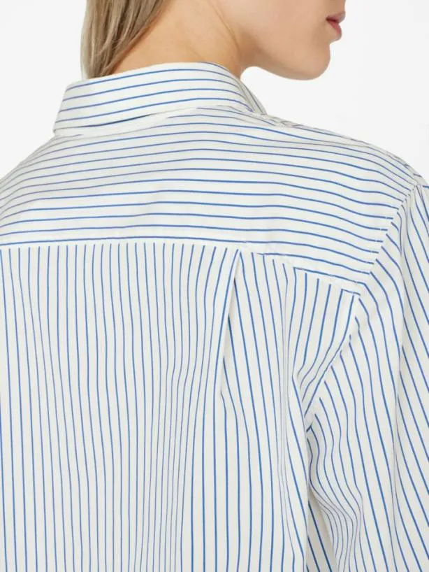 Frame Cropped Wide Sleeve Shirt In Cobalt Multi Cobalt Multi Women Tops and Blouses