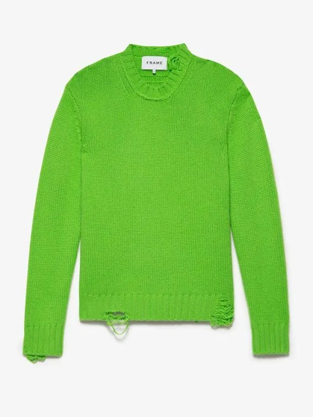 Frame Destroyed Cashmere Sweater In Neon Green Neon Green Men Sweaters and Hoodies Frame Destroyed Cashmere Sweater In Neon Green Neon Green Men Sweaters and Hoodies