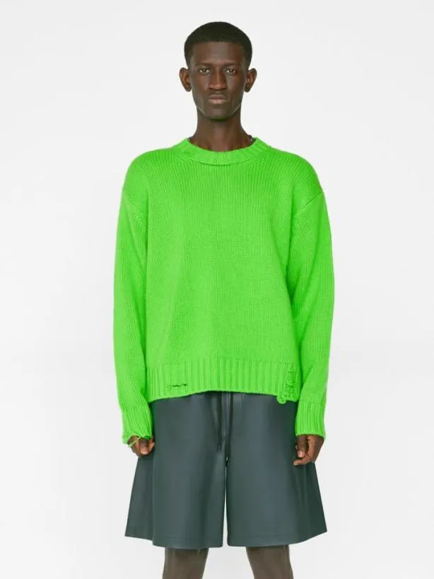 Frame Destroyed Cashmere Sweater In Neon Green Neon Green Men Sweaters and Hoodies Frame Destroyed Cashmere Sweater In Neon Green Neon Green Men Sweaters and Hoodies