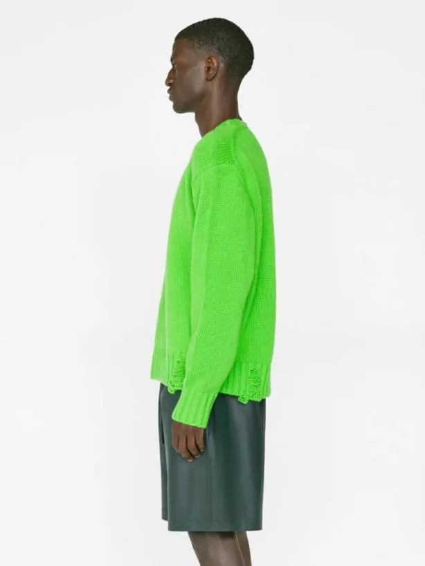 Frame Destroyed Cashmere Sweater In Neon Green Neon Green Men Sweaters and Hoodies Frame Destroyed Cashmere Sweater In Neon Green Neon Green Men Sweaters and Hoodies