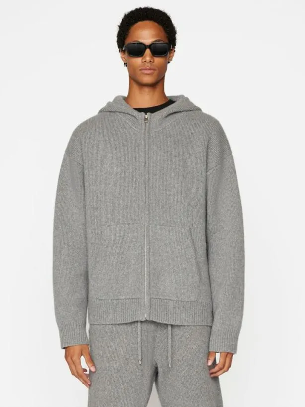 Frame Heavyweight Cashmere Full Zip Hoodie In Warm Grey Warm Gray Men Sweaters and Hoodies Frame Heavyweight Cashmere Full Zip Hoodie In Warm Grey Warm Gray Men Sweaters and Hoodies