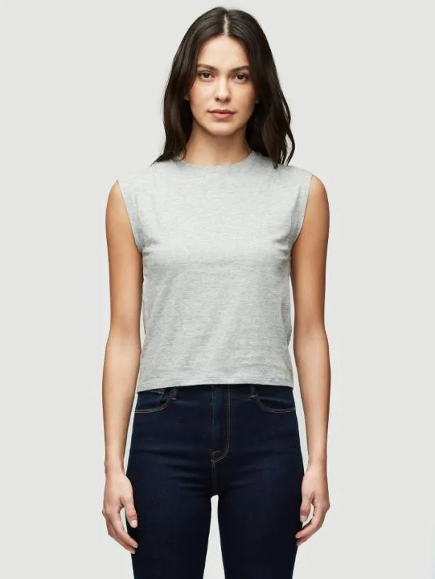 Frame Le High Rise Muscle Tee In Gris Heather Gris Heather Women Tanks and Tees Frame Le High Rise Muscle Tee In Gris Heather Gris Heather Women Tanks and Tees