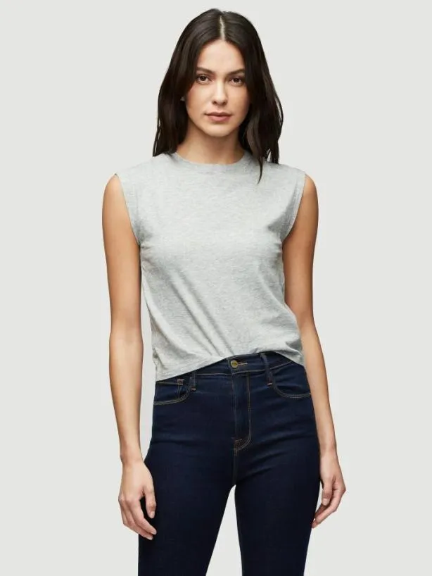 Frame Le High Rise Muscle Tee In Gris Heather Gris Heather Women Tanks and Tees Frame Le High Rise Muscle Tee In Gris Heather Gris Heather Women Tanks and Tees