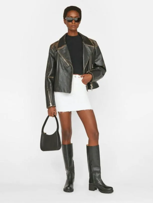 Frame Le One Mini Skirt In Blanc Blanc Women Skirts and Shorts