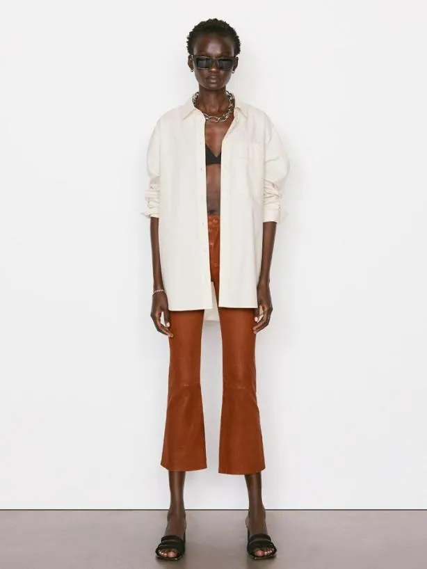 Frame Leather Le Crop Mini Boot In Tobacco Tobacco Women Pants