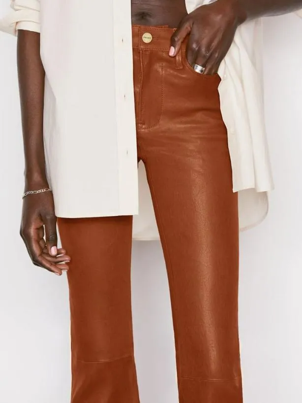 Frame Leather Le Crop Mini Boot In Tobacco Tobacco Women Pants
