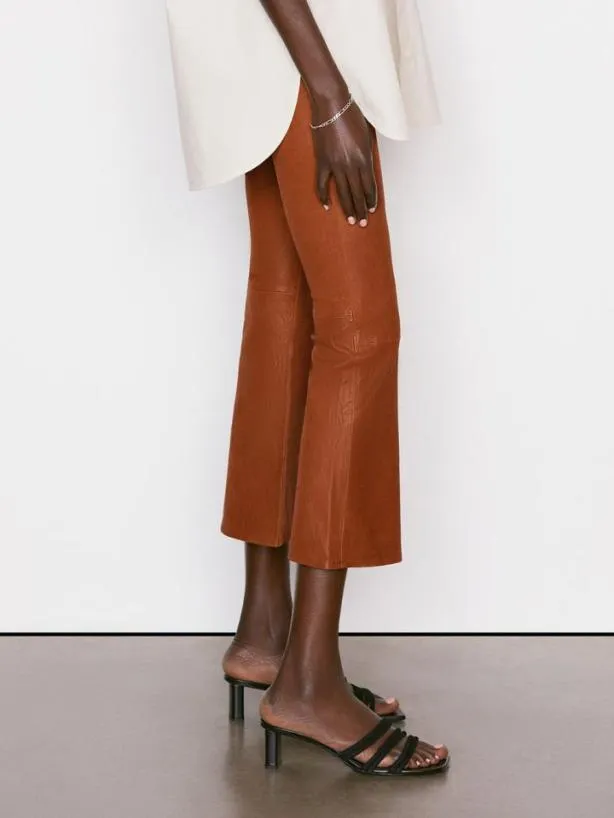 Frame Leather Le Crop Mini Boot In Tobacco Tobacco Women Pants