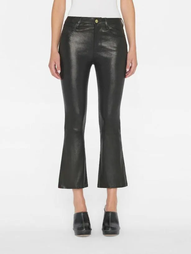 Frame Leather Le Crop Mini Boot In Washed Black Washed Black Women Pants