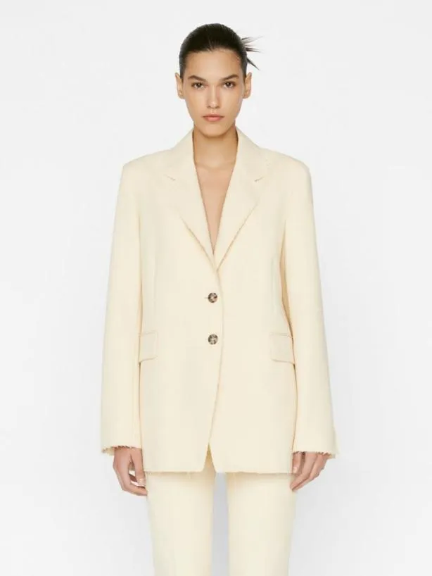 Frame Oversized Raw Edge Blazer In Butter Butter Women Jackets and Coats