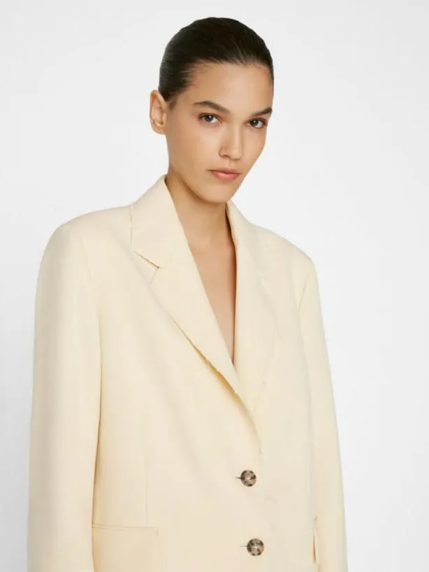 Frame Oversized Raw Edge Blazer In Butter Butter Women Jackets and Coats Frame Oversized Raw Edge Blazer In Butter Butter Women Jackets and Coats