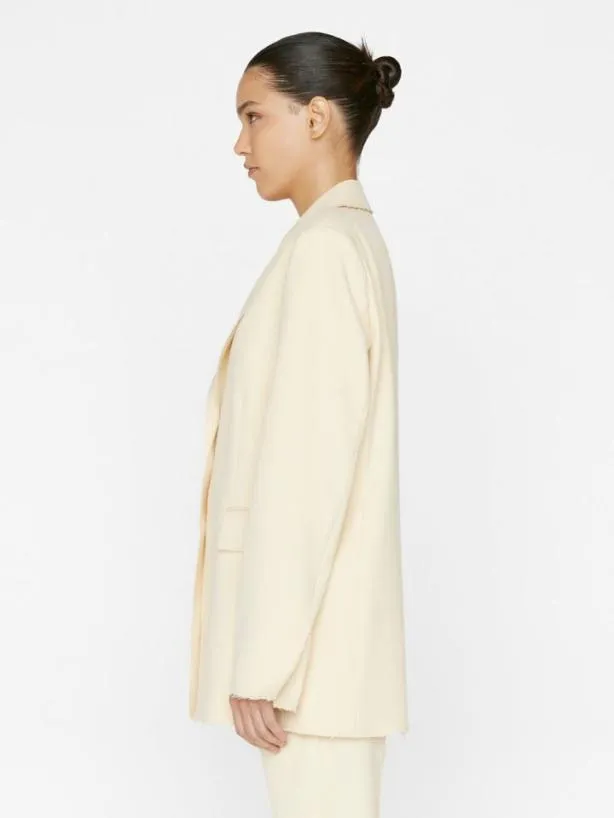 Frame Oversized Raw Edge Blazer In Butter Butter Women Jackets and Coats Frame Oversized Raw Edge Blazer In Butter Butter Women Jackets and Coats