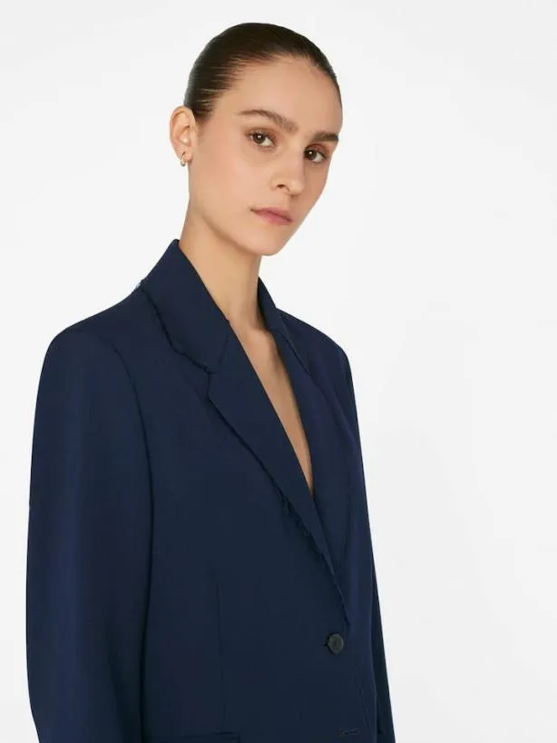 Frame Oversized Raw Edge Blazer In Navy Navy Women Jackets and Coats Frame Oversized Raw Edge Blazer In Navy Navy Women Jackets and Coats